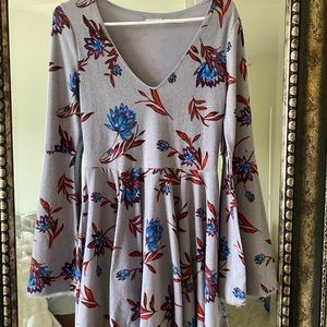 Kiwchi Blue Dress With Flare Sleeves